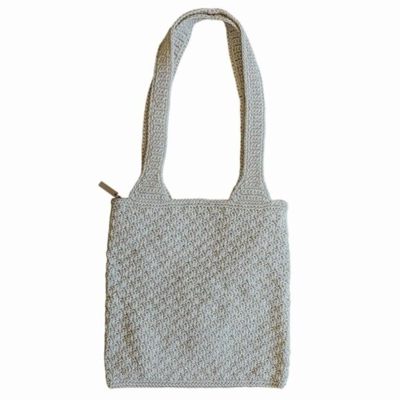 The Sak Crochet Handbag Beige Zip Close Pocket Double Shoulder Strap 12 X 12 - Picture 1 of 8